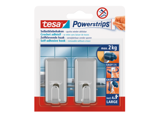 Haczyk samoprzylepny Powerstrips klasyczny chrom do 2 kg tesa