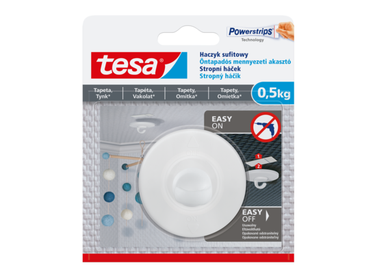 Sufitowy haczyk samoprzylepny 0,5 kg tapeta i tynk tesa