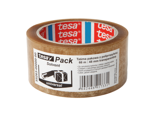 Taśma pakowa uniwersalna do stosowania nawet w niskich temperaturach 66 m x 48 mm przezroczysta tesa