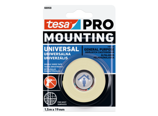 Taśma montażowa uniwersalna PRO Mounting Universal 1,5 m x 19 mm tesa
