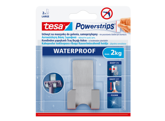 Haczyk samoprzylepny Powerstrips WATERPROOF do maszynki do golenia metalowy do 2 kg tesa