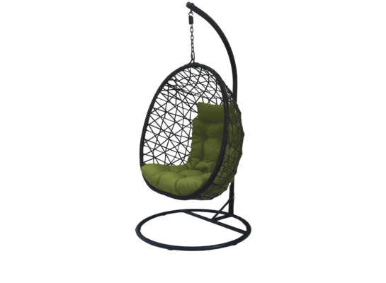 Fotel wiszący okrągły czarno-zielony