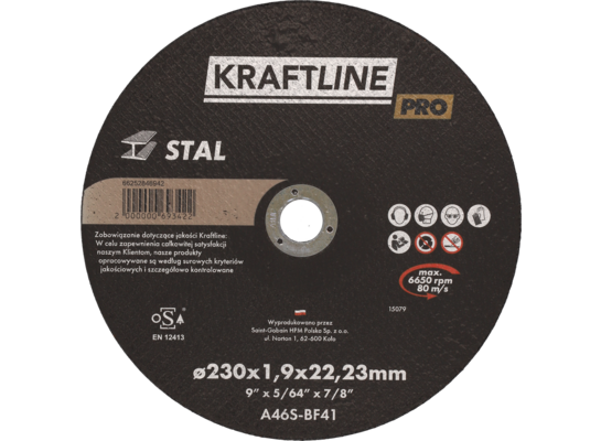 Tarcza do cięcia T41 230 x 1,9 x 22,23 stal KRAFTLINE PRO