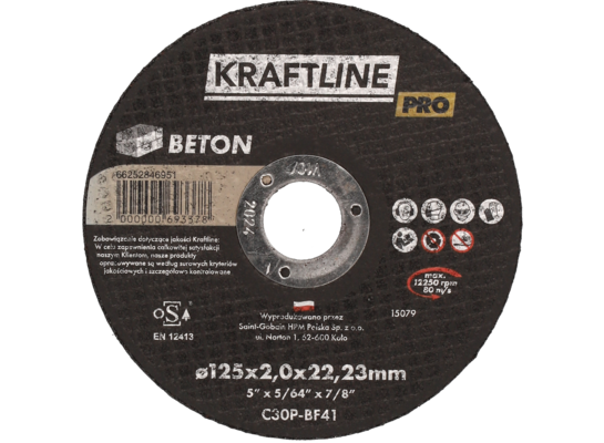 Tarcza do cięcia T41 125 x 2 x 22,23 beton KRAFTLINE PRO