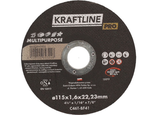 Tarcza do cięcia T41 115 x 1,6 x 22,23 multipurpose KRAFTLINE PRO