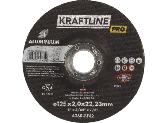 Tarcza do cięcia T41 125 x 2 x 22,23 mm aluminium KRAFTLINE PRO