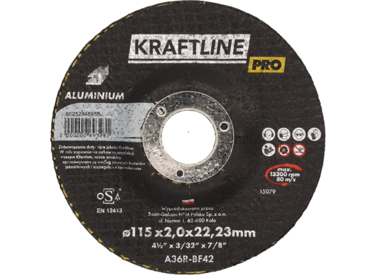 Tarcza do cięcia T41 115 x 2 x 22,23 mm aluminium KRAFTLINE PRO