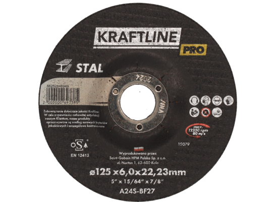 Tarcza do szlifowania T27 125 x 6 x 22,23 stal KRAFTLINE PRO