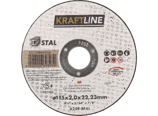 Tarcza do cięcia T41 115 x 2 x 22,23 mm stal KRAFTLINE