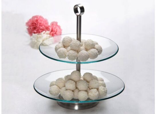 Patera szklana Leila dwupoziomowa 25 cm AMBITION