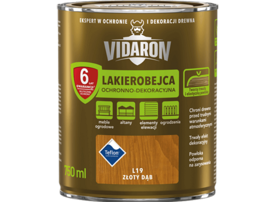 Lakierobejca ochronno-dekoracyjna złoty dąb L19 0,75 l VIDARON