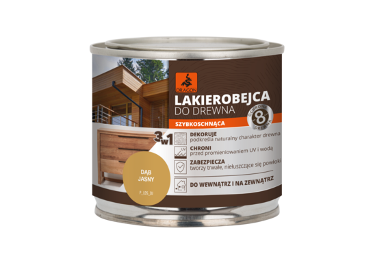 Lakierobejca do drewna szybkoschnąca 200 ml dąb jasny DRAGON