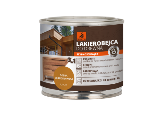 Lakierobejca do drewna szybkoschnąca 200 ml sosna skandynawska DRAGON