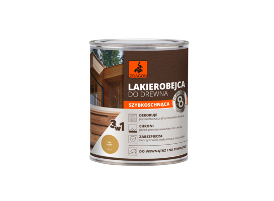 Lakierobejca do drewna szybkoschnąca 700 ml dąb jasny DRAGON