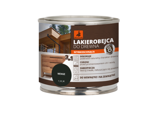 Lakierobejca do drewna szybkoschnąca 200 ml wenge DRAGON