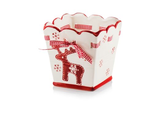 Osłonka kwadrat reniferek 15 cm beżowy
