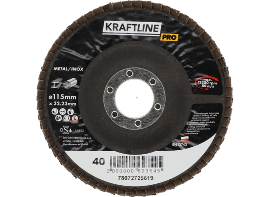 Tarcza ścierna lamelkowa 115 x 22 mm P40 cyrkon KRAFTLINE PRO