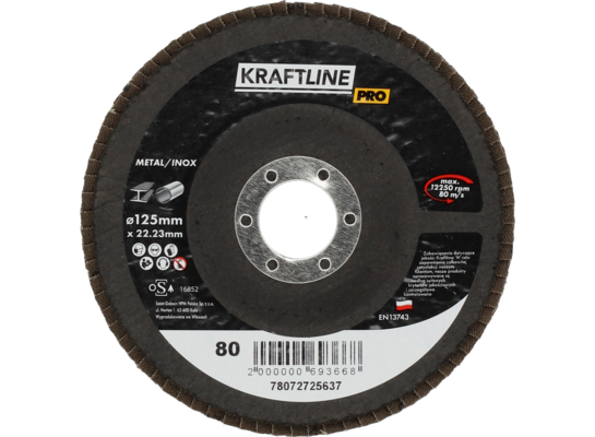 Tarcza ścierna lamelkowa 125 x 22 mm P80 cyrkon KRAFTLINE PRO