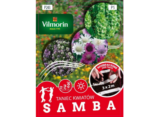 Nasiona kwiatów na taśmie 3 x 2 m, Taniec Kwiatów Samba Vilmorin Garden