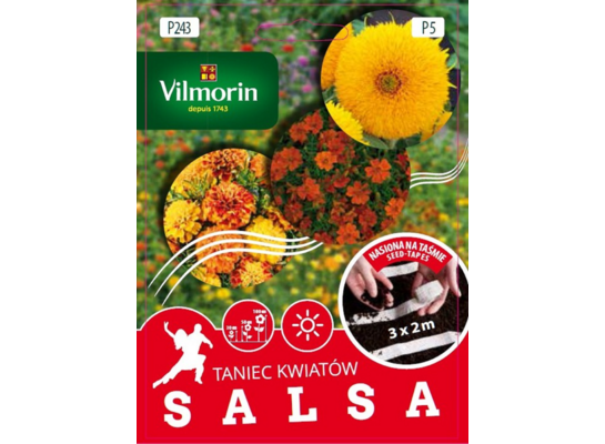 Nasiona kwiatów na taśmie 3 x 2 m, Taniec Kwiatów Salsa Vilmorin Garden