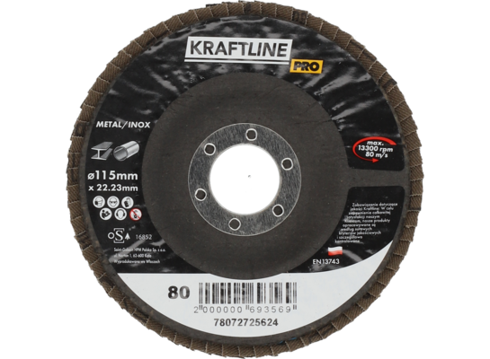 Tarcza ścierna lamelkowa 115 x 22 mm P80 cyrkon KRAFTLINE PRO