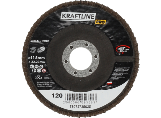 Tarcza ścierna lamelkowa 115 x 22 mm P120 cyrkon KRAFTLINE PRO