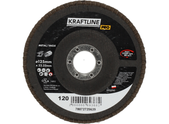 Tarcza ścierna lamelkowa 125 x 22 mm P120 cyrkon KRAFTLINE PRO