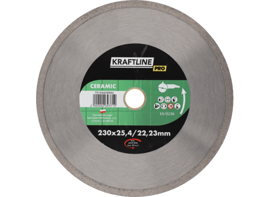 Tarcza diamentowa do cięcia na mokro pełna 230 x 25.4/22,23 mm KRAFTLINE PRO