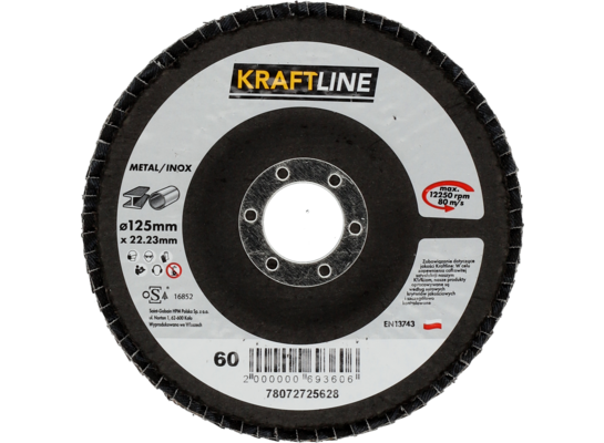 Tarcza ścierna lamelkowa 125 x 22 mm P60 elektrokorund KRAFTLINE