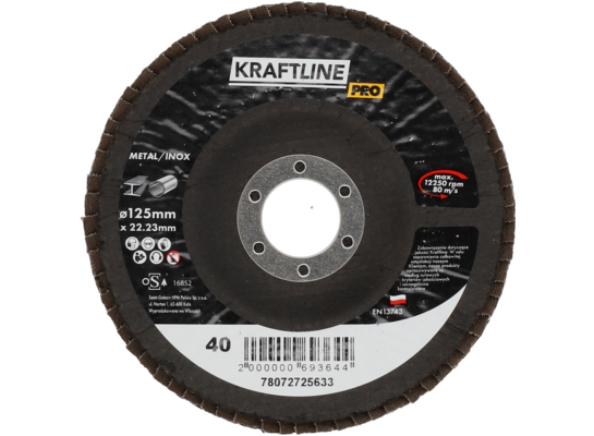 Tarcza ścierna lamelkowa 125 x 22 mm P40 cyrkon KRAFTLINE PRO