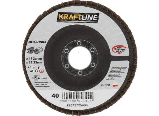 Tarcza ścierna lamelkowa 115 x 22 mm P40 elektrokorund KRAFTLINE