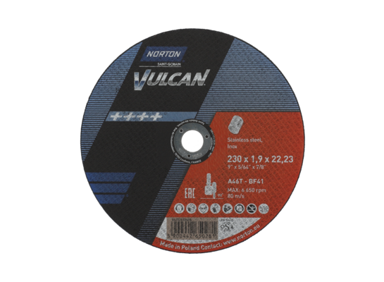 Tarcza korundowa typ 41-230 x 1.9 x 22,23 inox Norton vulcan