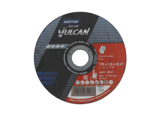 Tarcza korundowa typ 41-125 x 1.0 x 22,23 inox Norton vulcan