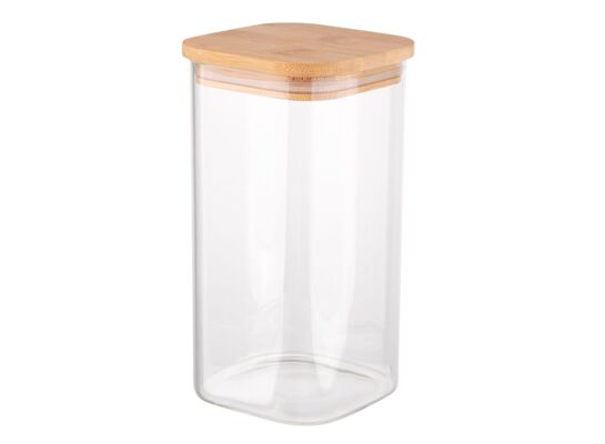 Pojemnik kwadratowy BOROSILIKAT 1450 ml z bambusową pokrywką