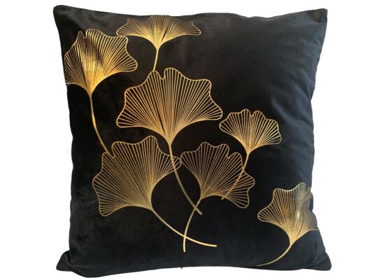 Poduszka velvetowa Gold Ginkos 40 x 40 cm czarna