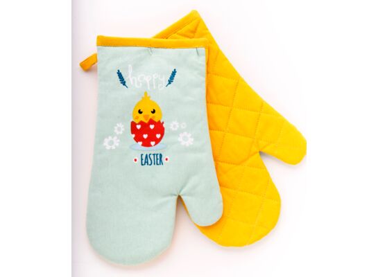 Komplet rękawic kuchennych Esteral 19 x 30 cm niebieski Wielkanoc