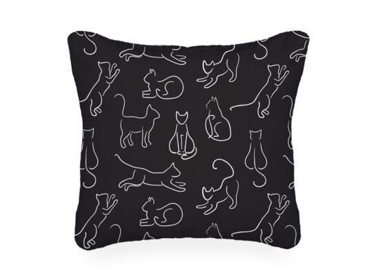 Poduszka flanelowa Kittens 40 x 40 cm czarna