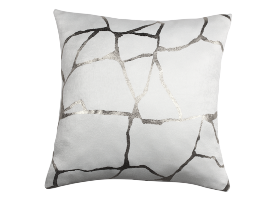 Poduszka WUSTE 45 x 45 cm ecru/srebrny nadruk