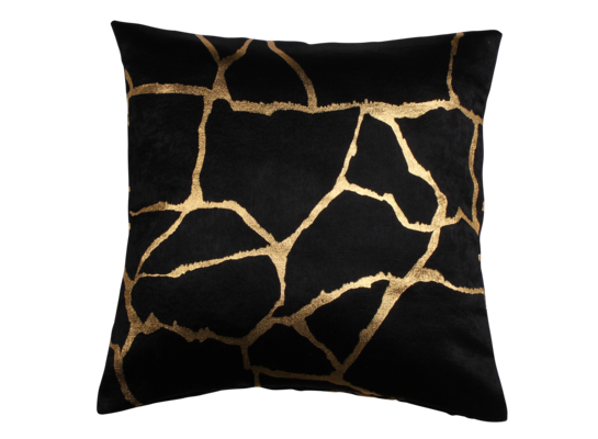 Poduszka WUSTE 45 x 45 cm czarny/złoty nadruk