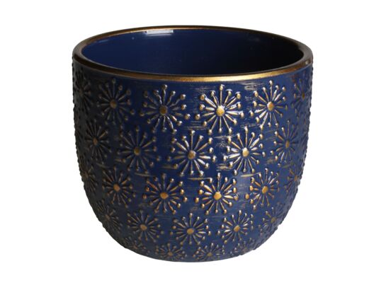 Osłonka terrakota NELLY 12 x 12 x 10 cm granatowo-złota