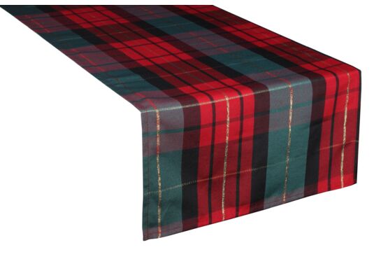 Bieżnik TARTAN 40 x 140 cm zielony-czerwony