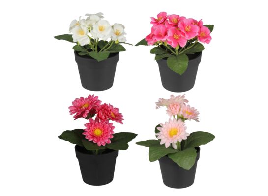 Sztuczna roślina fiołek 15 cm+gerbera 20 cm mix kolorów