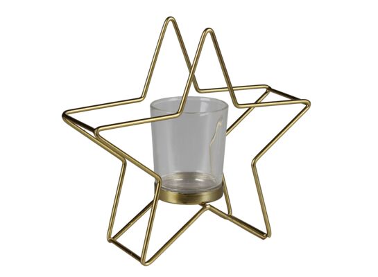 Świecznik STJERN 16,5 x 5,5 x 16 cm metal złoty