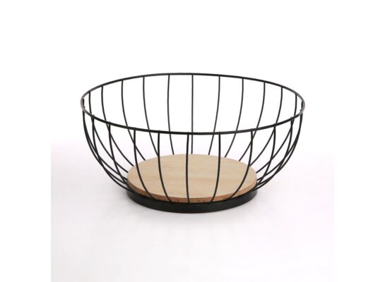 Koszyk okrągły z drewnianą podstawką  28 x 12 cm