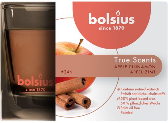 Świeca zapachowa w szkle 6,3 x 9 cm TS jabłko z cynamonem