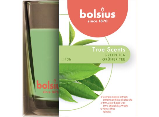 Świeca zapachowa w szkle 9,5 x 9,5 cm TS zielona herbata