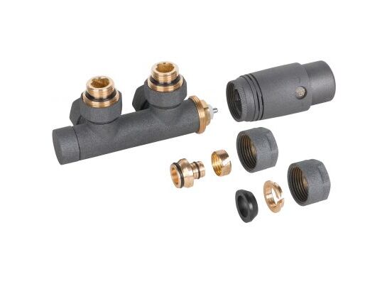 Zestaw do dolnego podłączenia zespolony typu duoplex grafit prov