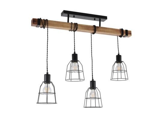 Lampa wisząca Ponte 4 E27 60W czarny/brązowy