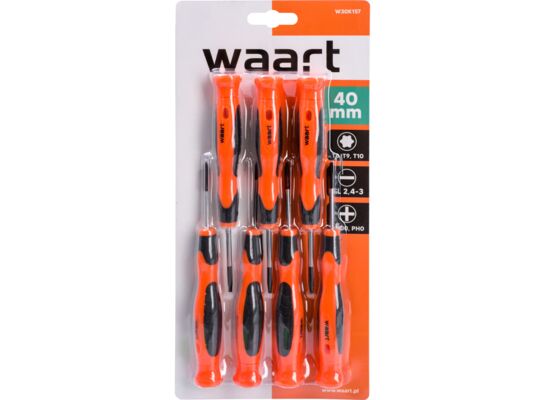 Wkrętak precyzyjny SL2,4 x SL3 x PH00 x PH0 x T8 x T9 x T10 x 40 mm, zestaw: 7 sztuk Jufisto