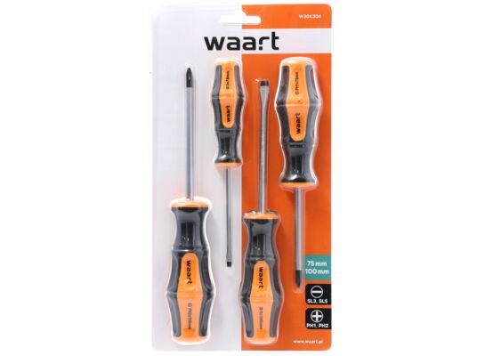 Wkrętak SL 3 x 75 mm, SL 5 x 100 mm, PH 1 x 75 mm, PH 2 x 100 mm, zestaw: 4 sztuki Jufisto